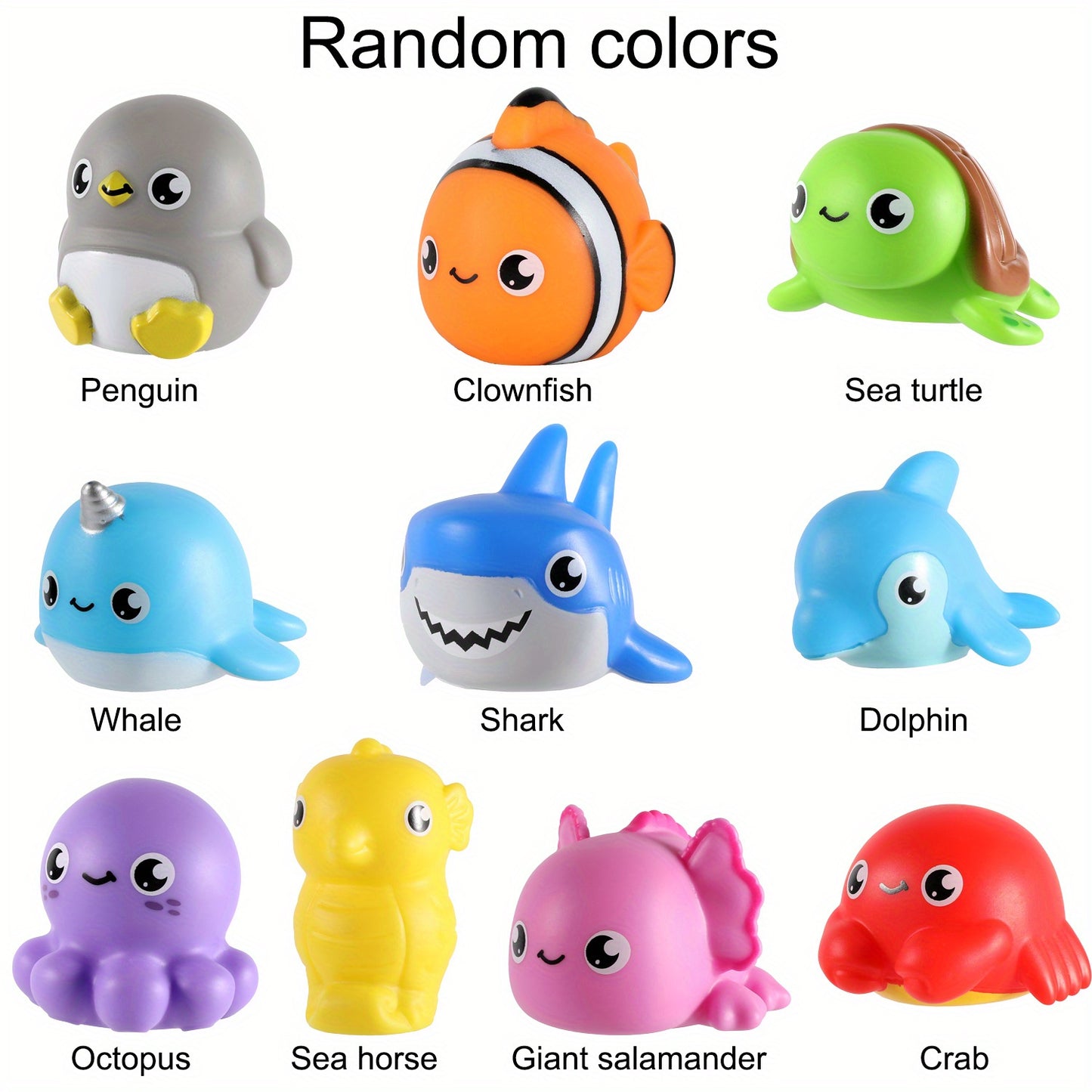 6/8/10pcs Light Up Bath Toys for Kids, Sea Animals Bathtub Toys for Baby Toddlers, Water Pool Toys for Boy Girl Gifts Random Colors