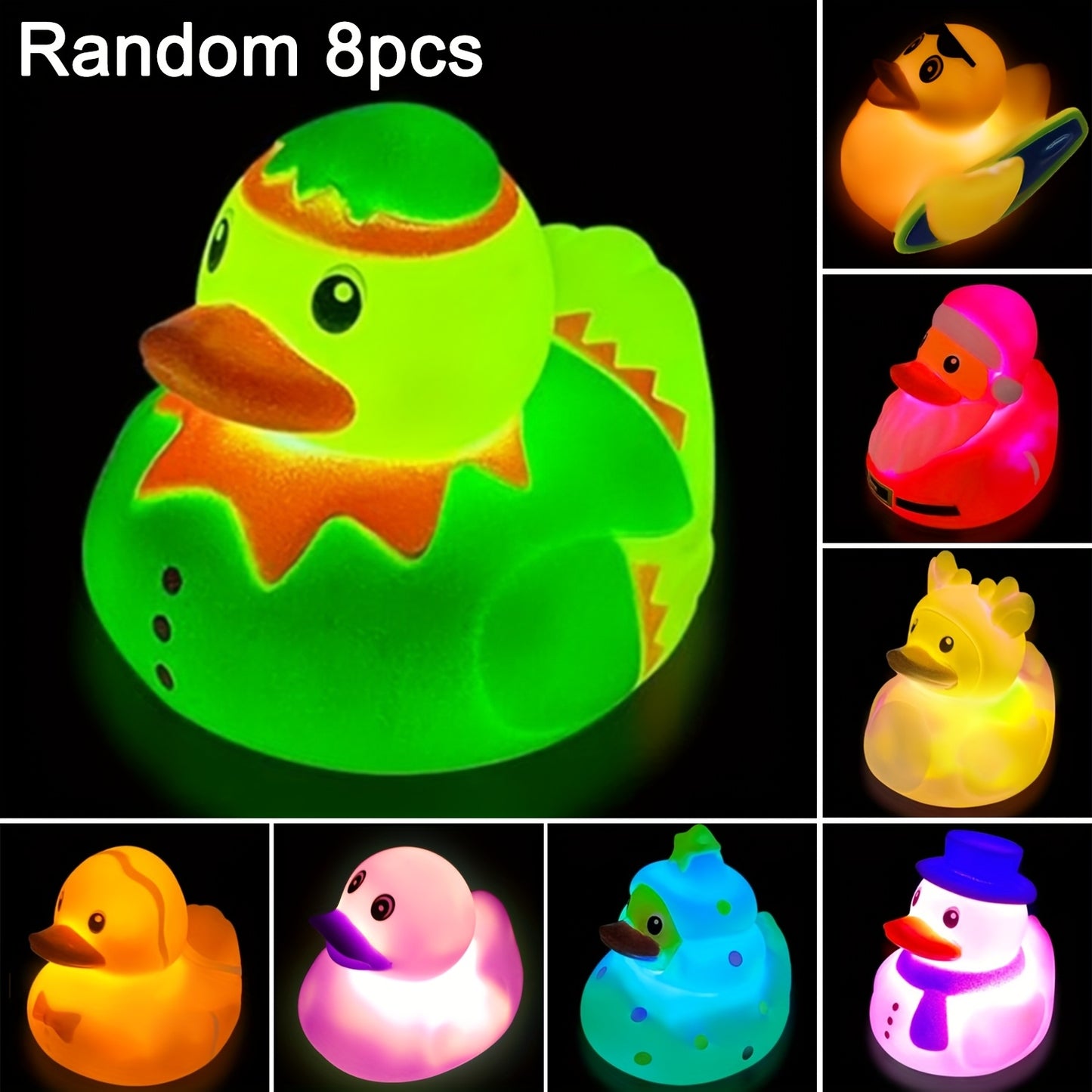 Light Up Duck Bath Toys, Toddler Bath Toys for Boy Girl, Idea Birthday Christmas Halloween Gifts for Boys Girls Preschool, Fun Water Bath Toys Pool Toys Random Colors