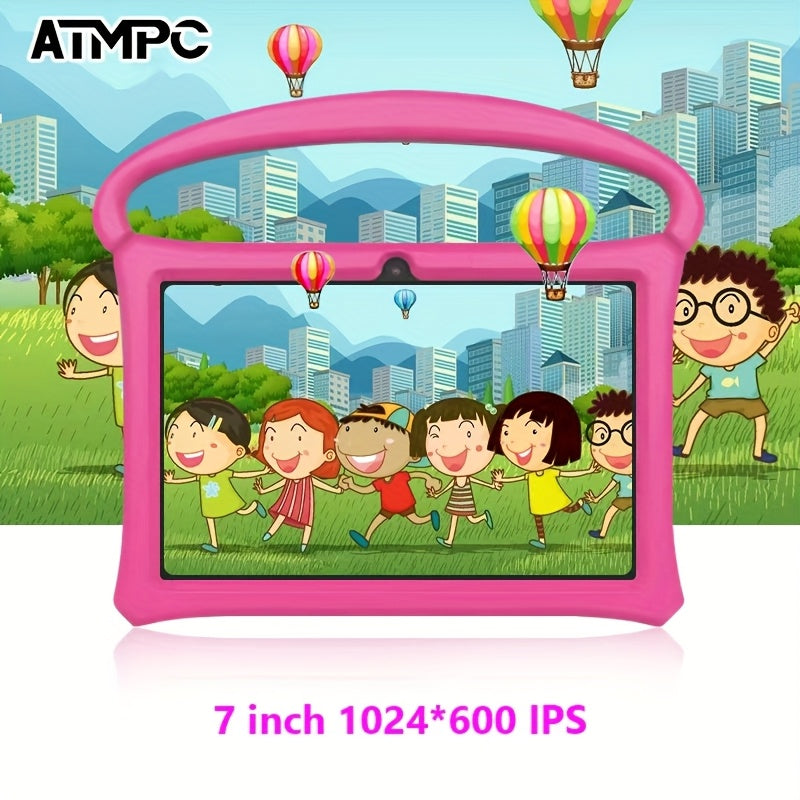 ATMPC, Local Warehouse, 7 Inch Kids Tablet, 4GB RAM 32GB ROM Android 14, Wifi, Learning Tablet, Safety Eye Protection Screen & Parental Control APP, Drop Proof Silicone Case, Learning Device, HD Touchscreen, Cool Cheap Toys, Christmas Gifts
