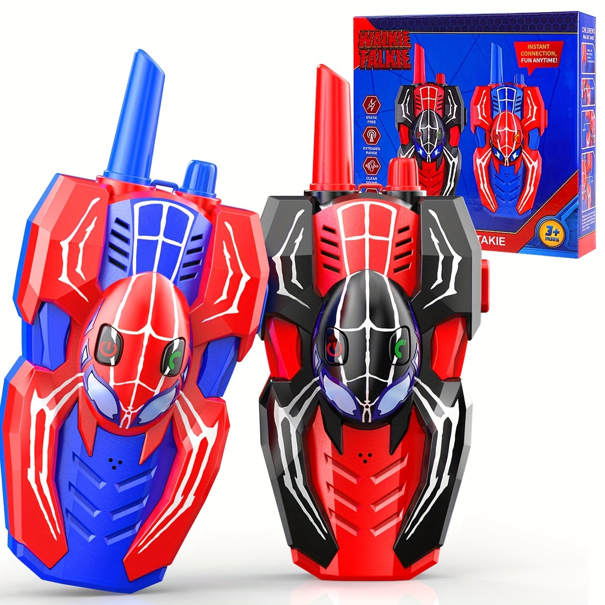 Spider Walkie Talkies for Kids, Walkie Talkies Toys for Boys Girls Year Old, Camping Gear Outdoor Hiking Newsletter, Long Distance Wireless Telephone Receiver for 3-5 4-8 Year Old Kid