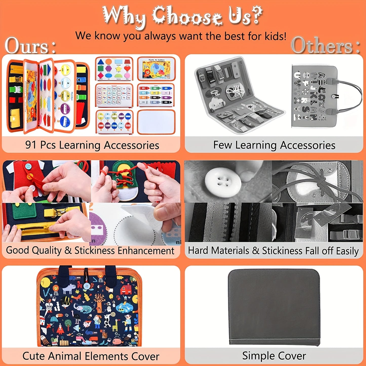 Busy Board, Toddler Travel Toys Sensory Toys, Learning Toys Educational Toys Gift for Toddlers 1 2 3 4, Activities Board