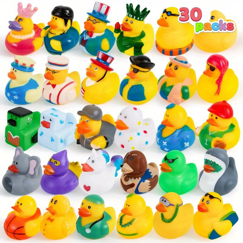 SYNCFUN Baby Bath Toy, Assortment Mini Rubber Duck Toys with Mesh Carry Bag for Kids Baby Shower - 30pcs