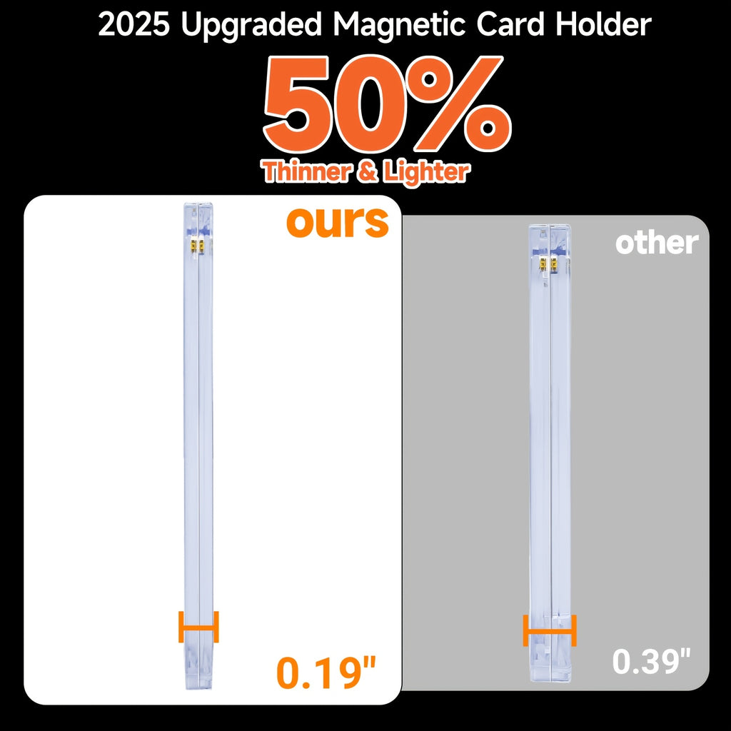 25/50/100/200/400Ct Magnetic Card Holder, Super Thin Premium 35Pt One Card Holder Touch Card Protectors Hard Plastic Mag Case for Sports, Baseball, And Collectible Trading Cards
