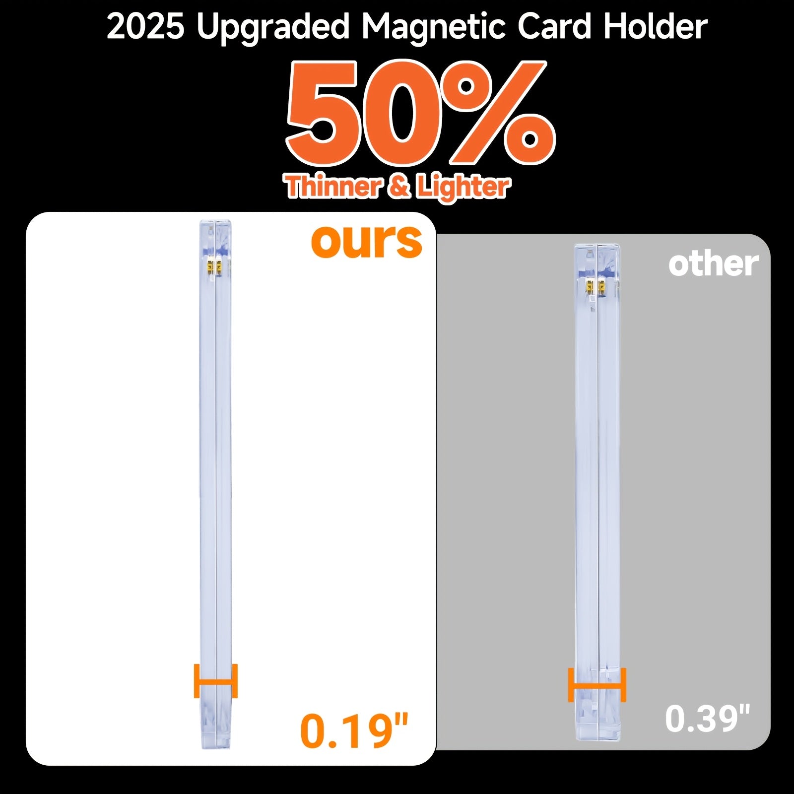 25/50/100/200/400Ct Magnetic Card Holder, Super Thin Premium 35Pt One Card Holder Touch Card Protectors Hard Plastic Mag Case for Sports, Baseball, And Collectible Trading Cards