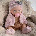 12-Inch Pink Reborn Youngsters Doll with Fluffy Bunny Ears - Soft PVC, Realistic Comfort Toy, Perfect Birthday Gift and Playmate for Boys and Girls Over Three Years Old