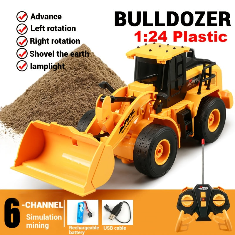 [Ideal Gift] 1pc/2pcs 1:24 Alloy Bulldozer, Dump Truck And Excavator (11 Channels), Capable of Forward, Backward, Left Turn, Right Turn, And Sound, for Indoor And Outdoor Use, Ideal Christmas Birthday Gift for Boys Girls