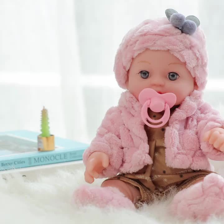 12-Inch Pink Reborn Youngsters Doll with Fluffy Bunny Ears - Soft PVC, Realistic Comfort Toy, Perfect Birthday Gift and Playmate for Boys and Girls Over Three Years Old
