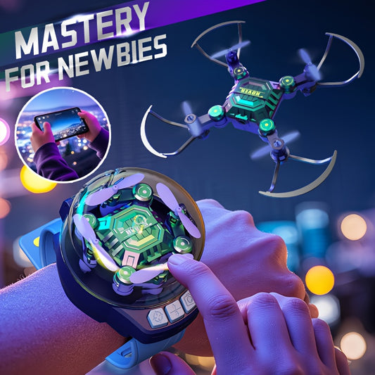 2 Rechargeable Batteries, Quadcopter Hovering, Watch Storage, Mini Quadcopter Remote Control Aircraft, Beginner's Gift Affordable Indoor And Outdoor Drone, Christmas Halloween Gifts for Boys And Girls