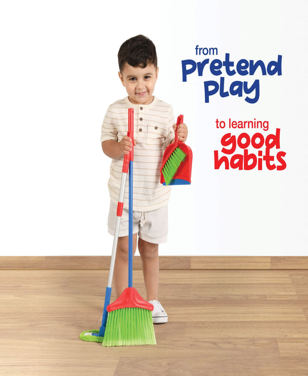Play22 Kids Cleaning Set 4 Piece - Toy Cleaning Set includes Broom, Mop, Brush, Dust Pan - Toy KitchenCleaning Set