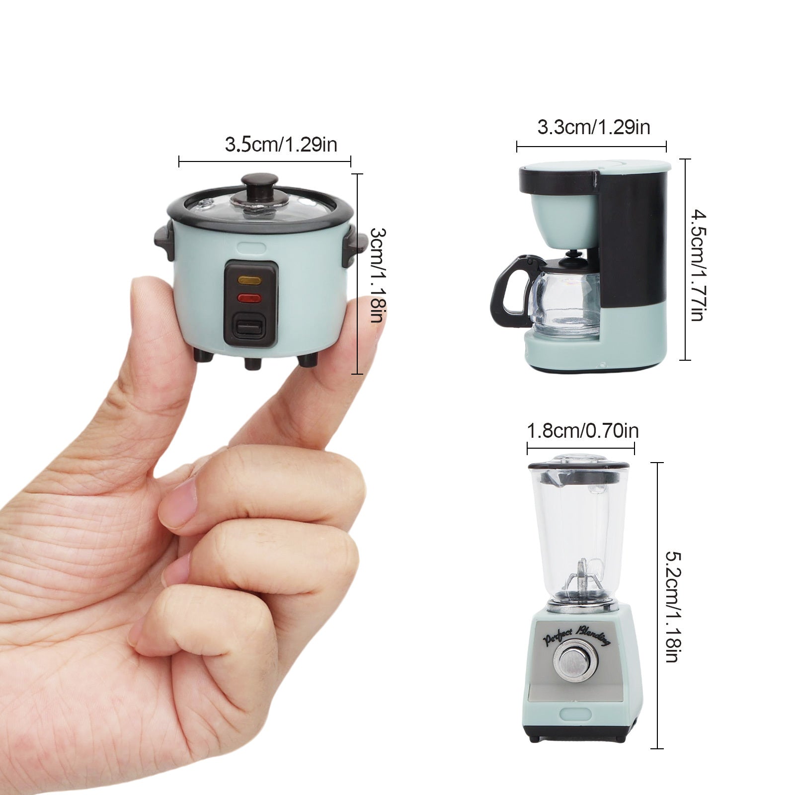3pcs Funny Mini Kitchen Scene Decor, 1:12 Scale Rice Cooker, Juicer & Coffee Maker Model, Decorative Doll House Playset, Creative Kitchen Appliance Set, Gift