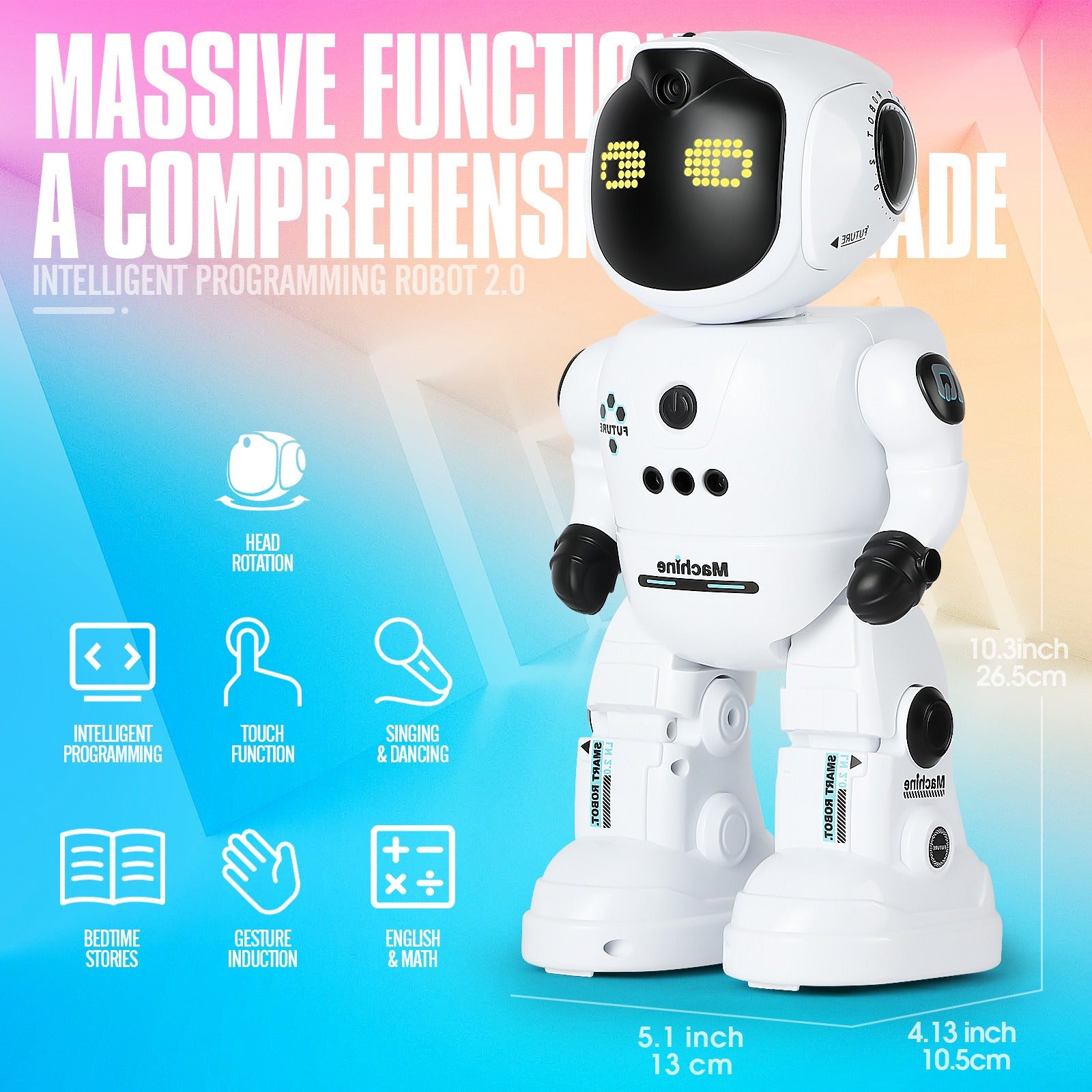 Voice Control Robot Remote Control Robo Toys Infrared RC Robots with Gesture Control LED and Voice Interactive Intelligent Warriors as Gift for Kids