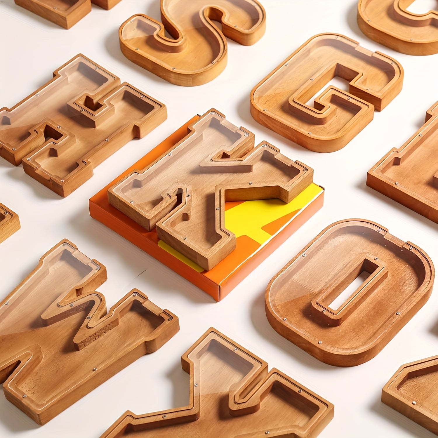 26 Wooden Letter Penny Bank, Penny Bank for Adults, Alphabet Money Bank, Safe & Durable Savings Box Coin Bank Birthday Gift