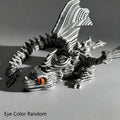 [3D Printed Dragon Statue] Cybernetic Dragon Statue, Random Eye Color - 3D Printed Black & White Swirl Figurine, Articulated Collectible Art for Desktop Display, Perfect for Teens 14+