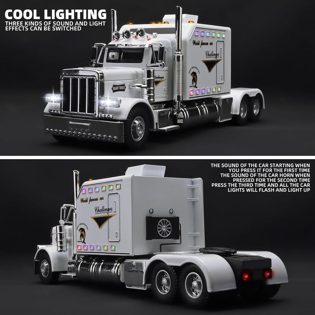 Die-cast Metal Model Cars, Semi-trailer Trucks, Heavy-duty Trucks and Trailer Toy Vehicles, Pull-back Alloy Truck Toys, 1:24 Scale Truck Model Toys, Toy Car Collectible Ornaments, the Perfect Gift for Children Aged 3 and Up, Birthday Gift