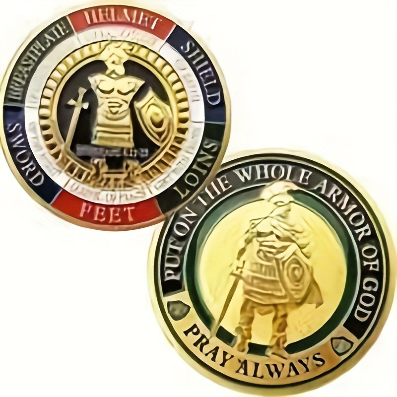 20 God'S Armor Challenge Commemorative Coins | Iron Prayer Coins, Christian Religious Gifts, Replica Coins, Golden Color