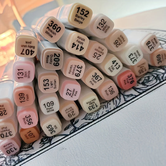 Light Beige Markers, 30 Flesh Colors Alcohol Based Art Markers Pens Set Dual Tips Brush&Broad for Professional Artists Drawing Sketch Illustrations Portrait Comics Anime Coloring