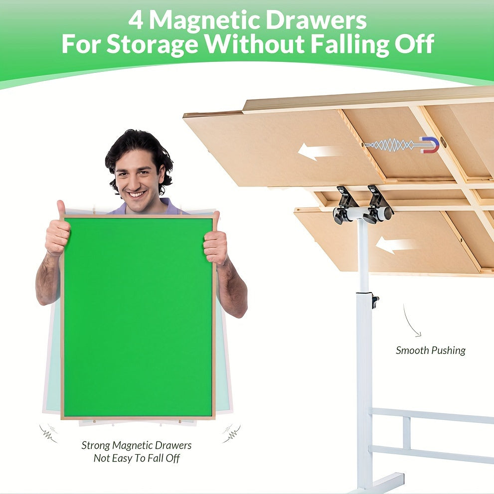Puzzle Table with 4 Drawers for 1500pcs, Adjustable Angle & Height Jigsaw Puzzle Table with Metal Legs | 35"x26" Tilting Puzzle Board for People with Neck Or Back Pain Halloween Christmas Gift