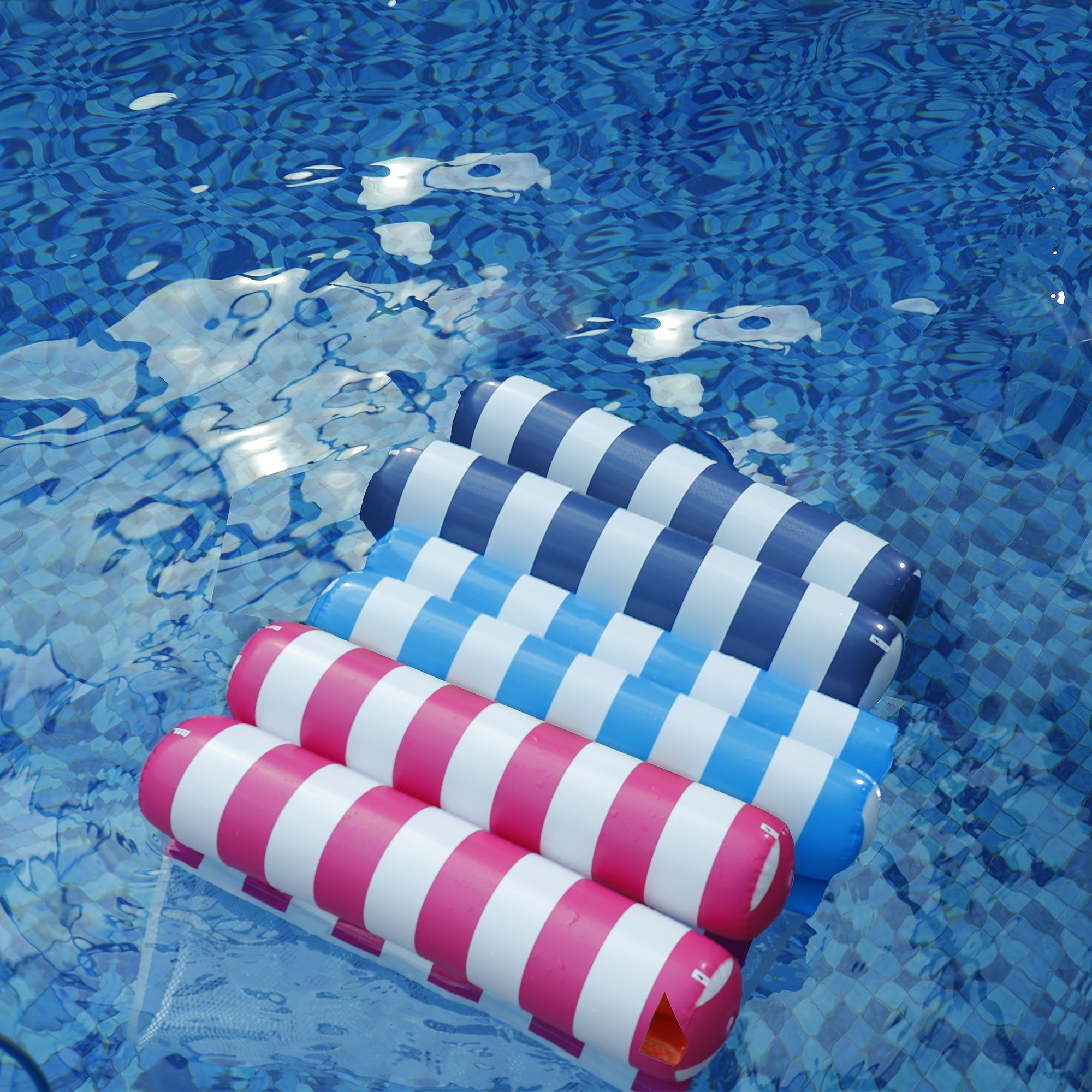 Jixiangyu Adult Swimming Ring 4-in-1 Inflatable Floating Bed - Hammock, Lounger, Raft, and Exercise Saddle - Blue, Navy Blue, Rose Red - for Pool, Lake, Beach Leisure Float