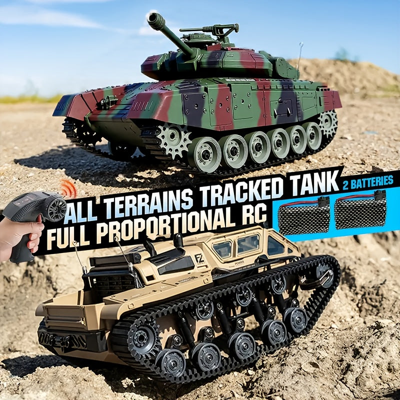 All-terrain RC Tank Vehicle, 2.4GHz Remote Control Model, With Strong Climbing Ability, All-terrain Off-road Armored Vehicle, Military Simulation War Vehicle, Cool Toy, It Is The Best Birthday Gift For Boys Over 6 Years Old