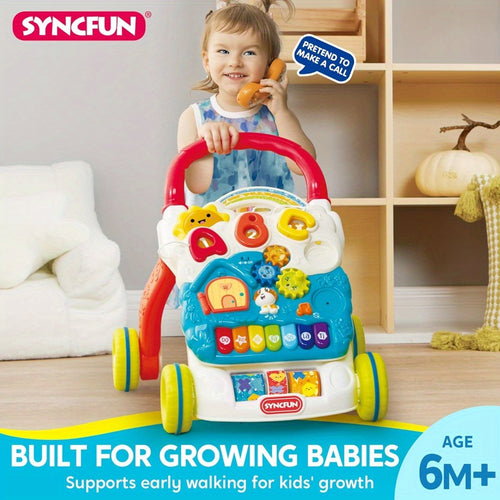 [Educational Push Walker] Baby Learning Walker, 2in 1 Sit to Stand Learning Toys, Educational Present, Push Walker Gift with Wheels for Infant Boys Girls