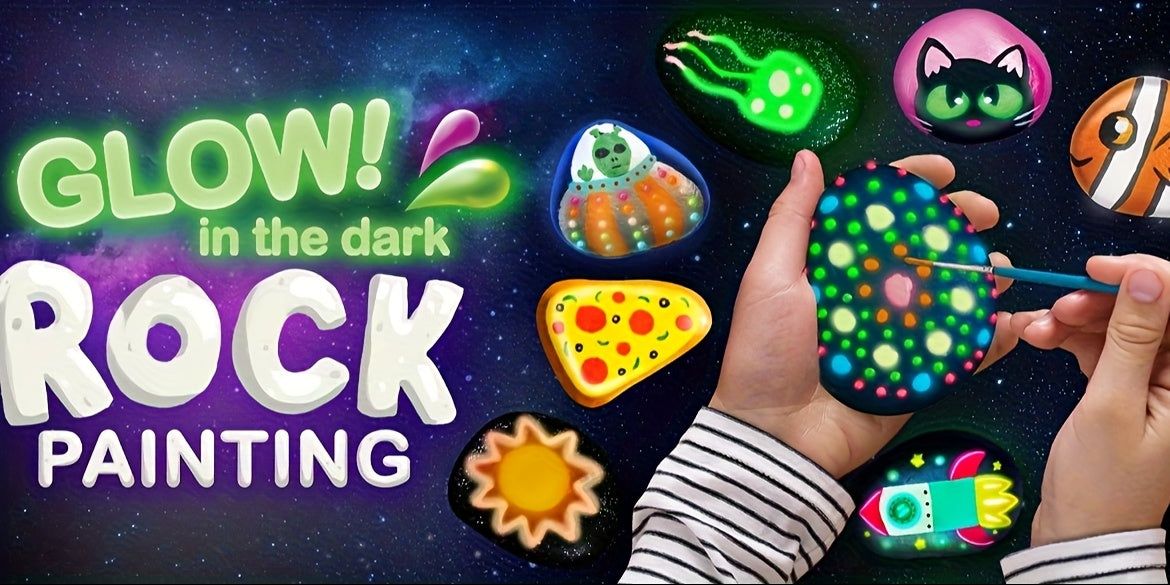Children's Art & Craft Puzzle Creative Handicraft DAY Graffiti Painting Set Toy, Glow-in-the-Dark Stone Painting Set, Outdoor Activity Gift for Boys And Girls Birthday Parties
