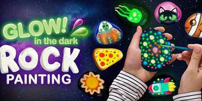 Children's Art & Craft Puzzle Creative Handicraft DAY Graffiti Painting Set Toy, Glow-in-the-Dark Stone Painting Set, Outdoor Activity Gift for Boys And Girls Birthday Parties