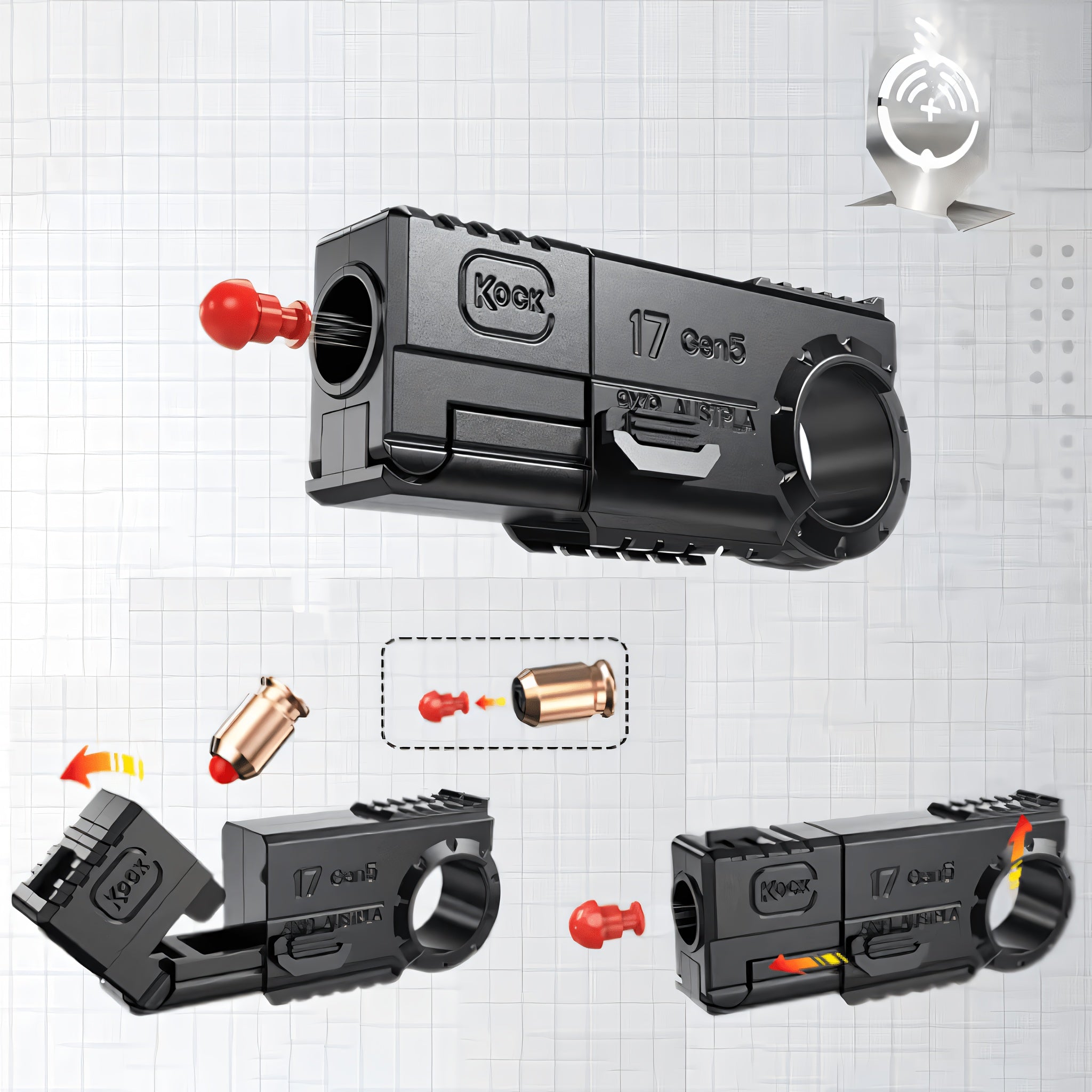 Knock 17Gen5 One-Touch Cartridge Alloy Finger Pistol - Fidgety Fingertip Stress Relief Toys - Case Throwing Softball Guns, Fidgety Novelty And Mischievous Toys, Perfect Gift!