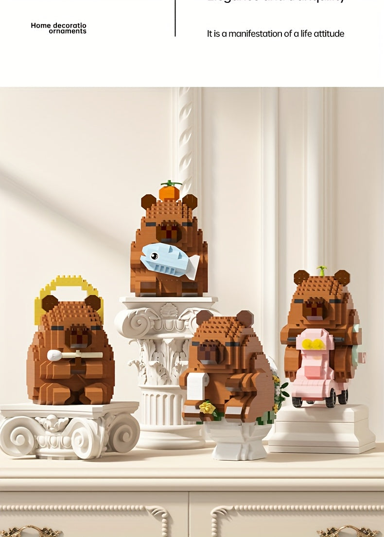 Easter, Easter Gifts, 562+pcs Collector's Edition Capybara Micro Particles Building Blocks, Eternal DIY Home Desk Decor, Suitable for Boys And Girls, Miniature Building Blocks, Assembly Set, Stress-relieving Toy, Children's Festival Gift