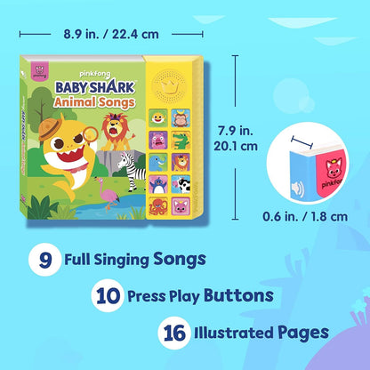 Baby Shark Animal Songs 10 Button Sound Book, Pinkfong Baby Shark Nursery Rhymes Children's Sound Books, Interactive Learning Books for Toddlers, Learning & Education Toys, Baby Shark Gifts for Kids