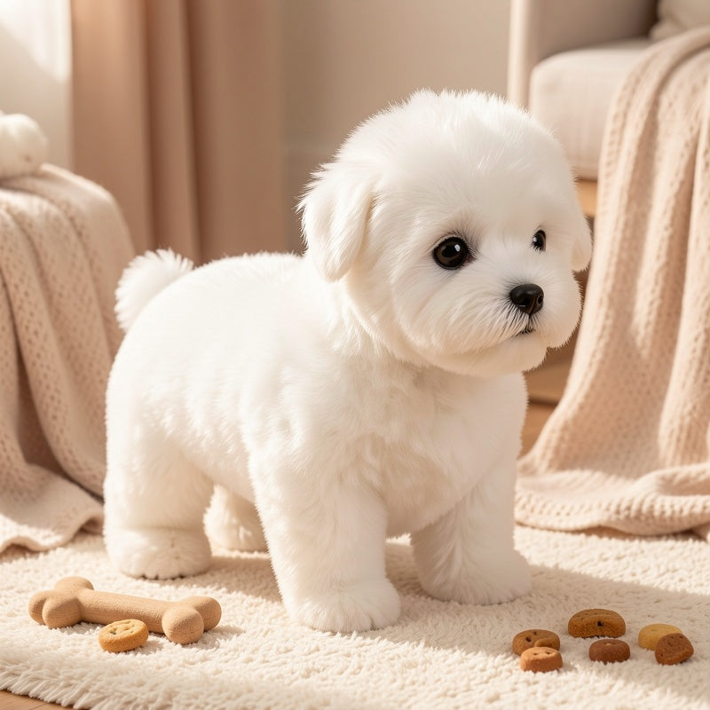 Gift Box Packaging Interactive Robotic Plush White Labrador Puppy Toy Walks, Barks, Wags Tail Realistic Electronic Pet Dog, Perfect for Kids Birthday, Christmas, Holiday Surprise,
