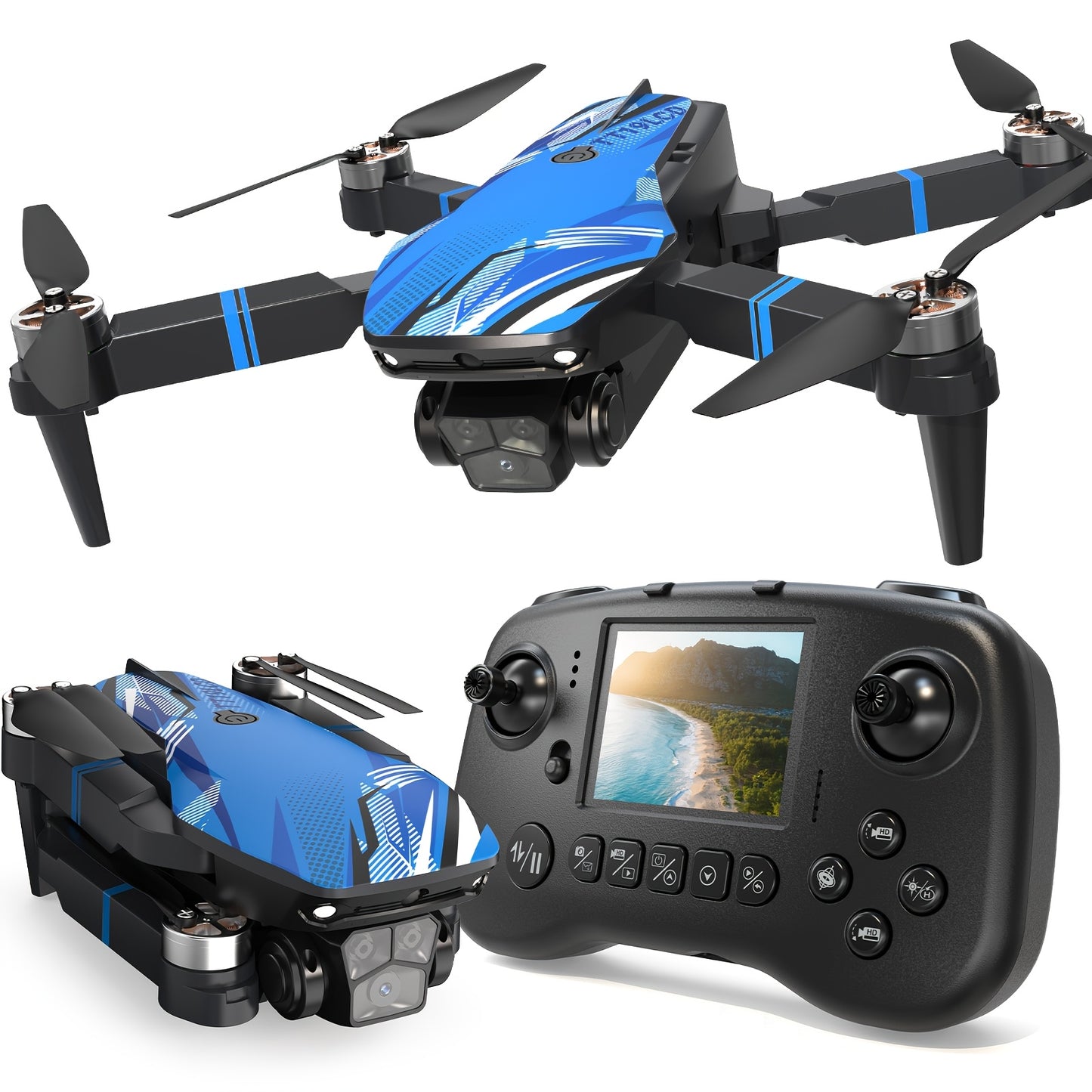 [Foldable RC Quadcopter] Drone With 2 Cameras For Beginners Adults, Drone With LCD Screen 2.8 Inch, Professional Brushless Motor 270° Obstacle Avoidance, Altitude Hold 3D Flips 3 Speeds Headless Mode One Key Takeoff/Landing, Foldable RC Quadcopter Support