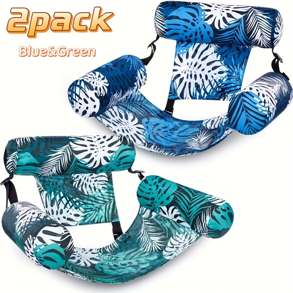SYNCFUN 1/2 Pack Leaf Design Floating Lounger - Inflatable Pool Chair For Adults, Portable Summer Float For Beach, Lake & Pool Parties