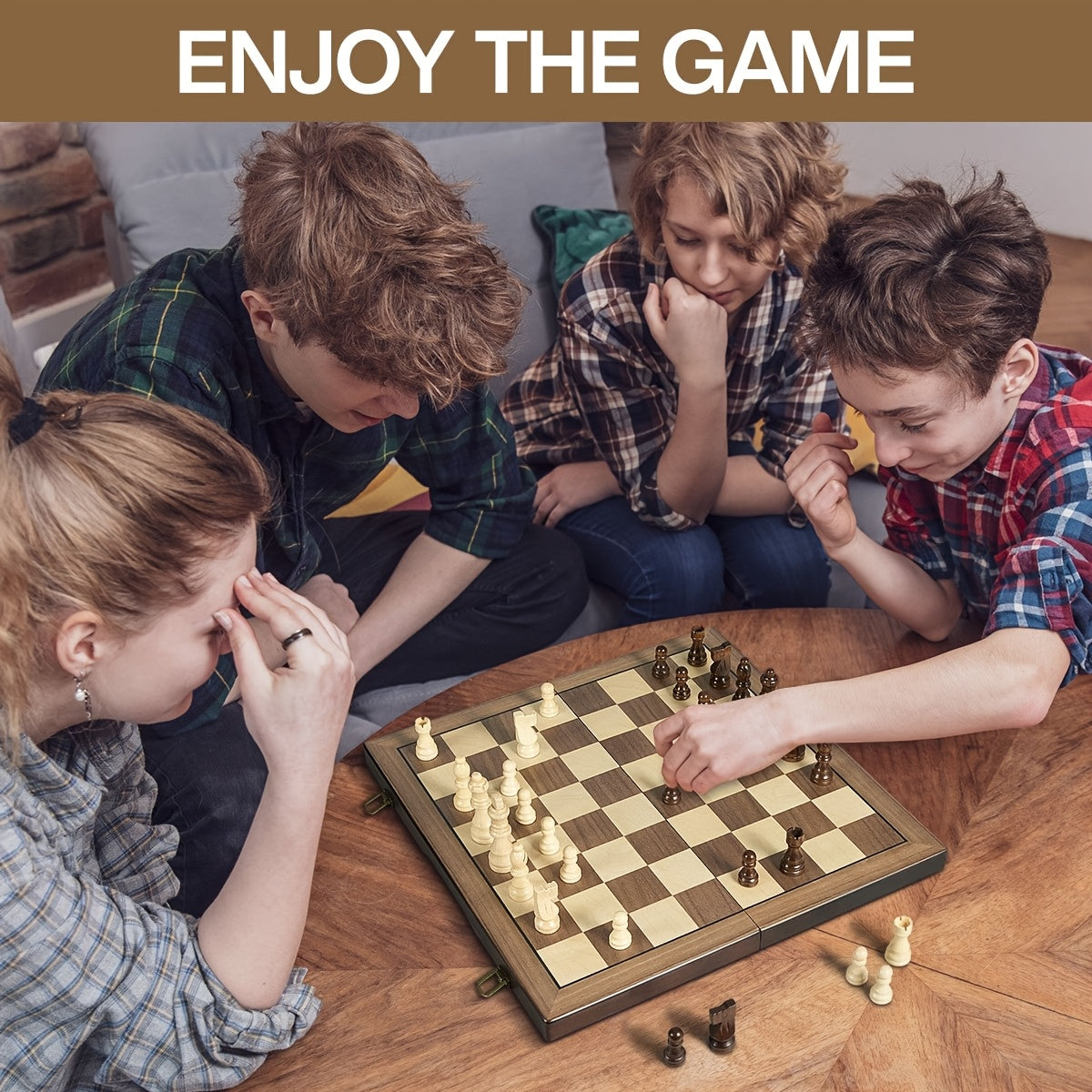 Magnetic Wooden Chess Set for Adults Kids 15 Inches Chess Borad with Handmade Pieces, Folding Portable Travel Unique Chess Game for Tournament Professional Beginner, Birthday And Christmas Gifts
