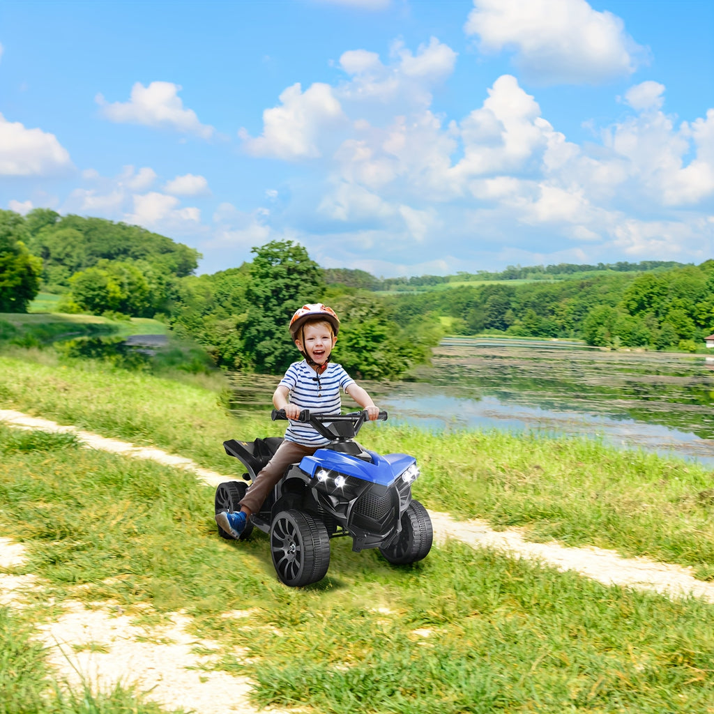 Kids Electric Quad ATV with Headlights & Pedal Accelerator - Sturdy PP Construction, All-Terrain Anti-Slip Tires, 55 lbs Weight Capacity, - Ride-On for Boys & Girls (/Red//Black) - Ideal Birthday/Christmas/Halloween Gift, 1.86 MPH Speed, Design with