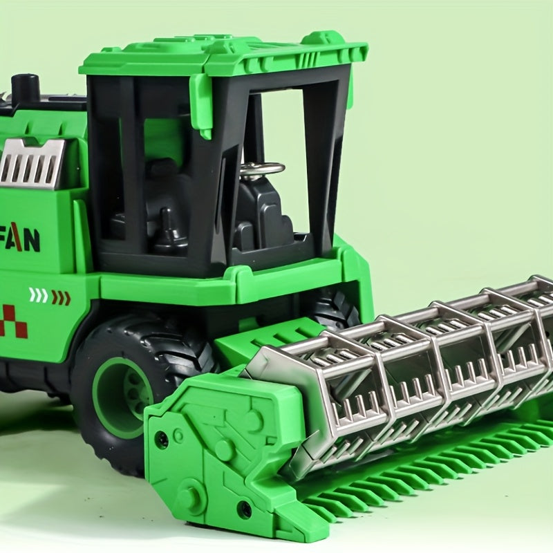 Agricultural Engineering Vehicle Simulation Model, Green Inertia Toy Wheat Harvester, Battery-Free Design, Suitable for Boys And Girls Aged 3 And Up