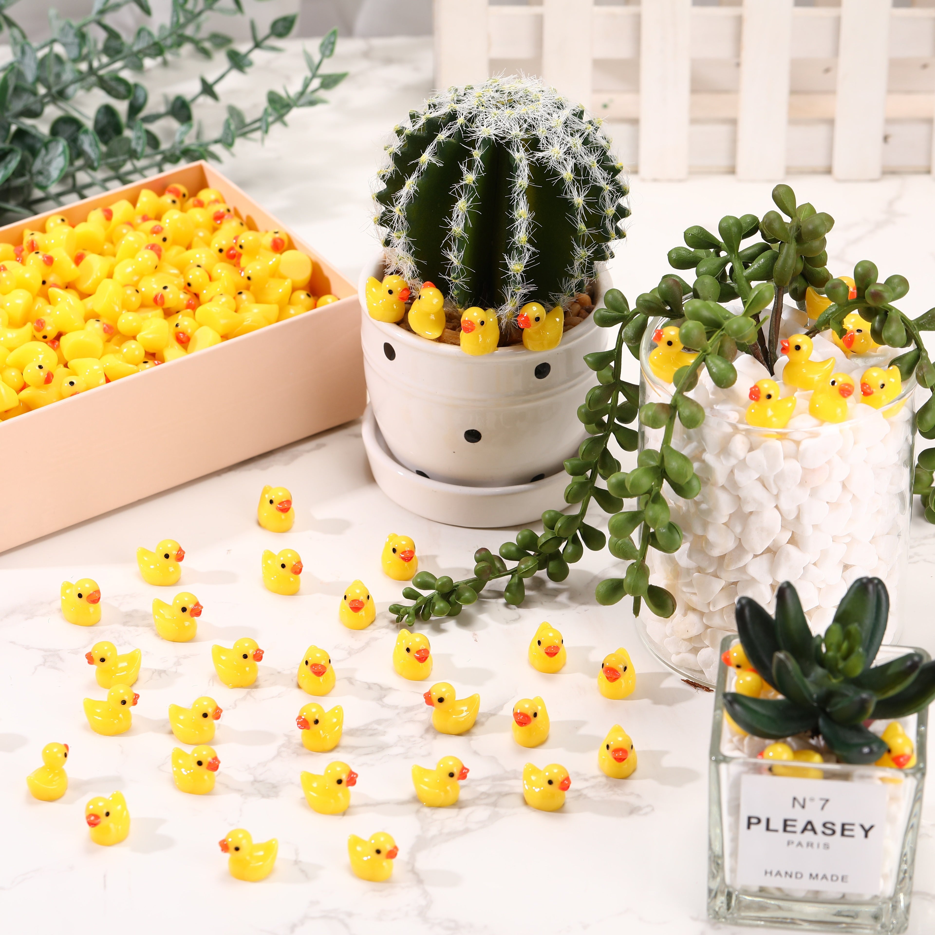 1200pcs Yellow Mini Resin Ducks Bulk For Hide And Seek Prank Cruises Mini Ducks Tiny Duck Miniature Garden Accessories Shower Duck Figures For Halloween Prank Gift Dollhouse Decor