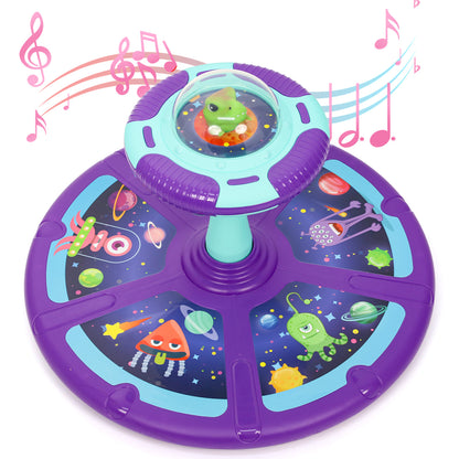 Dinosaur Sit And Spin Toy For Toddlers Girls Ages 18M+, Birthday Gift For Toddler, 360° Spin Seat Indoor Interactive Sensory Toy With Music