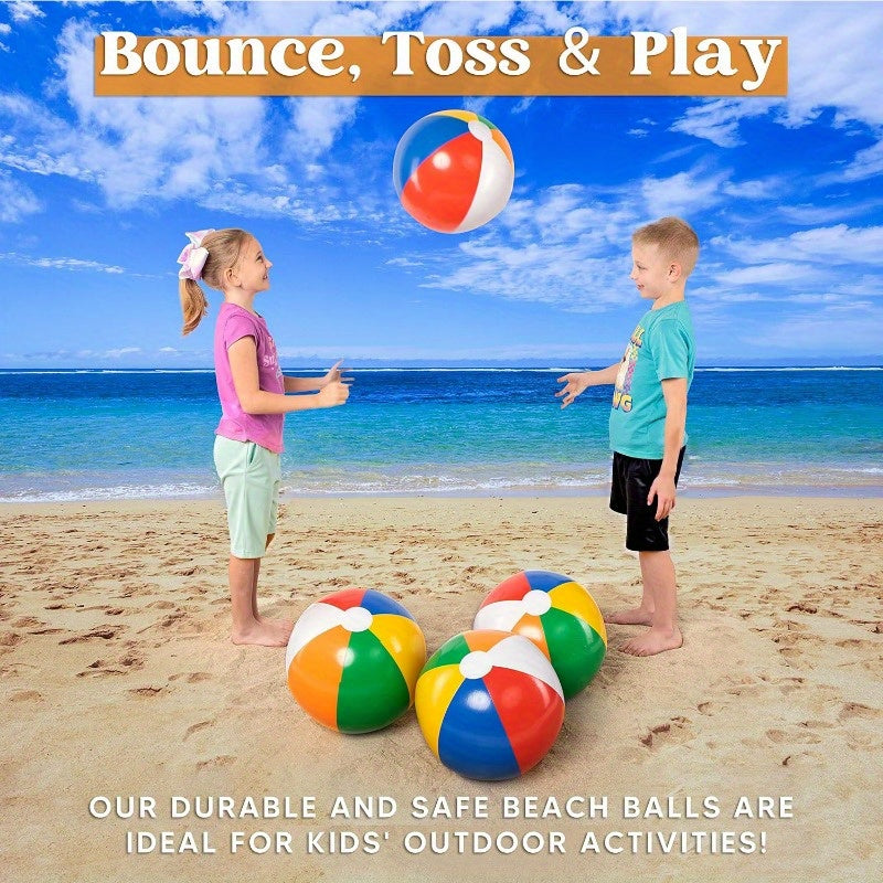 SYNCFUN 4-Pack 20" Beach Balls - Large Rainbow Beach Ball Inflatable Pool Toys For Party Supplies Decorations, Adults Kids Birthday Luau Summer Beach Water Games Beachball Multi-Item Party Favor Packs