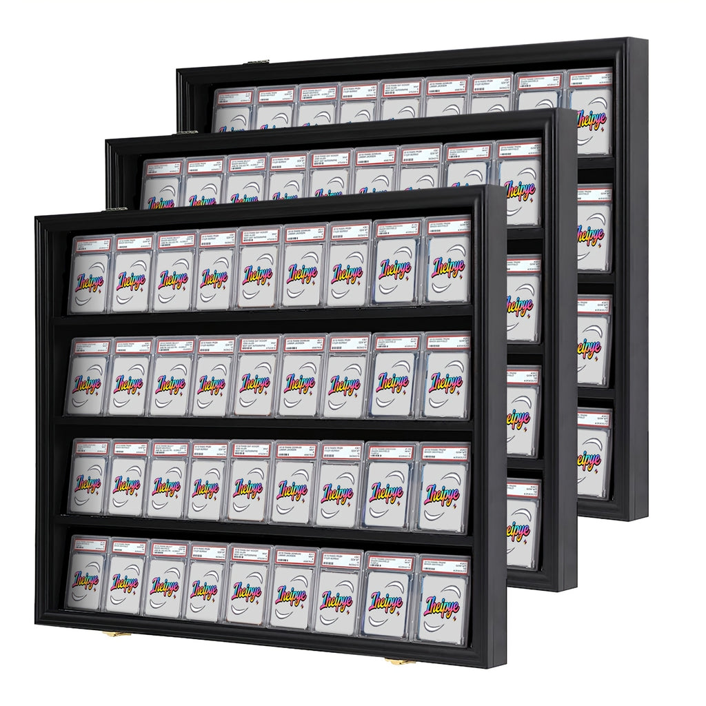 KCRasan 36 Graded Sports Card Display Case - Baseball Card Display Case Lockable - Collection Card Display, Wall Display Frame for Basketball Football Hockey Trading Cards with UV Protection Acrylic