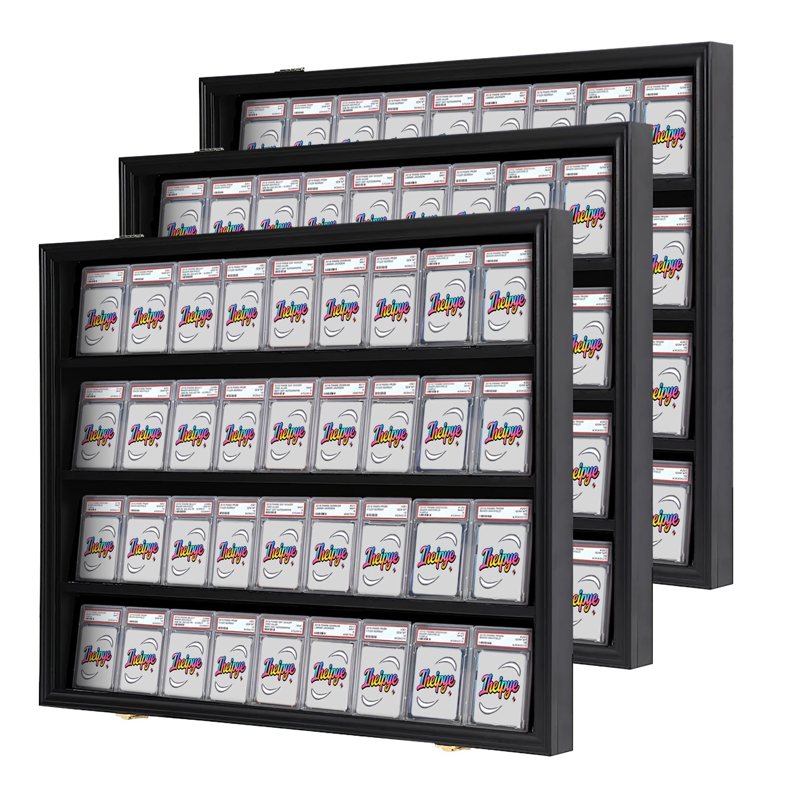 KCRasan 36 Graded Sports Card Display Case - Baseball Card Display Case Lockable - Collection Card Display, Wall Display Frame for Basketball Football Hockey Trading Cards with UV Protection Acrylic