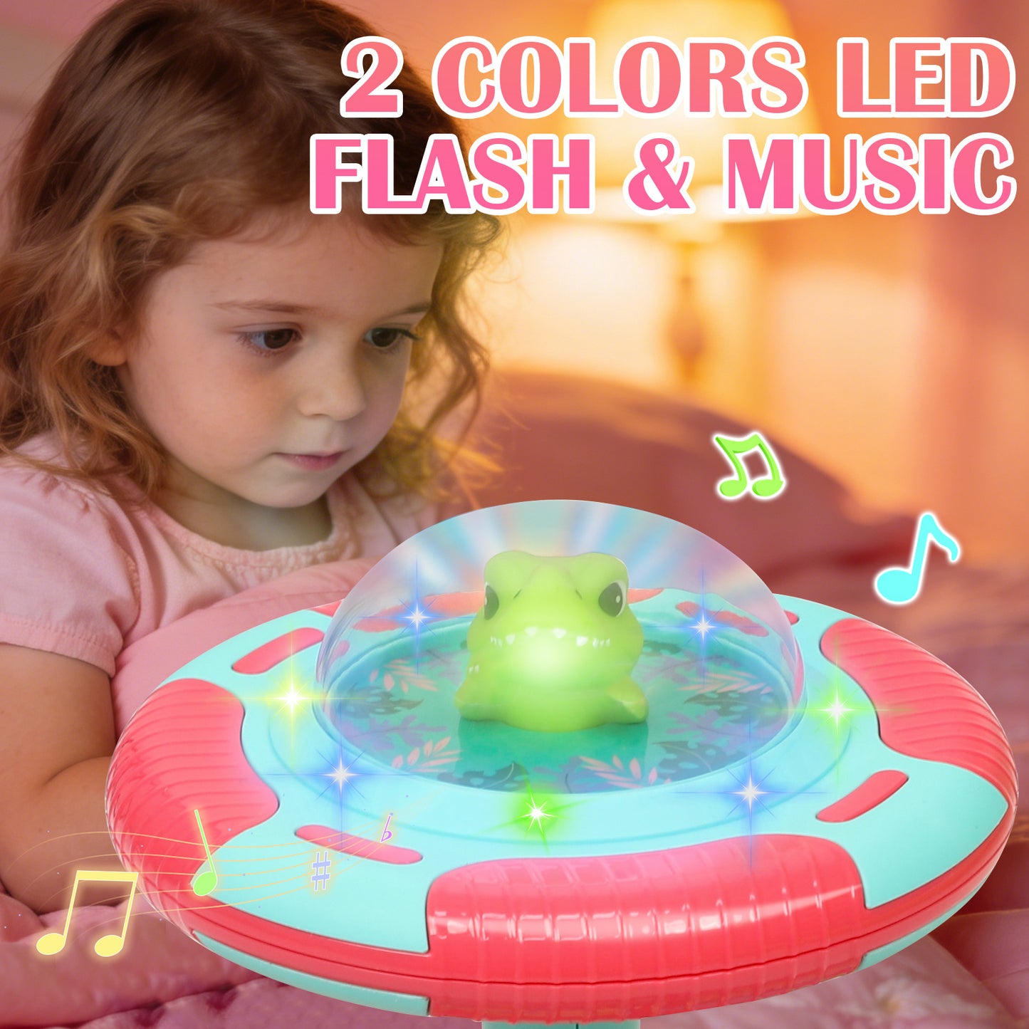 Dinosaur Sit And Spin Toy For Toddlers Girls Ages 18M+, Birthday Gift For Toddler, 360° Spin Seat Indoor Interactive Sensory Toy With Music
