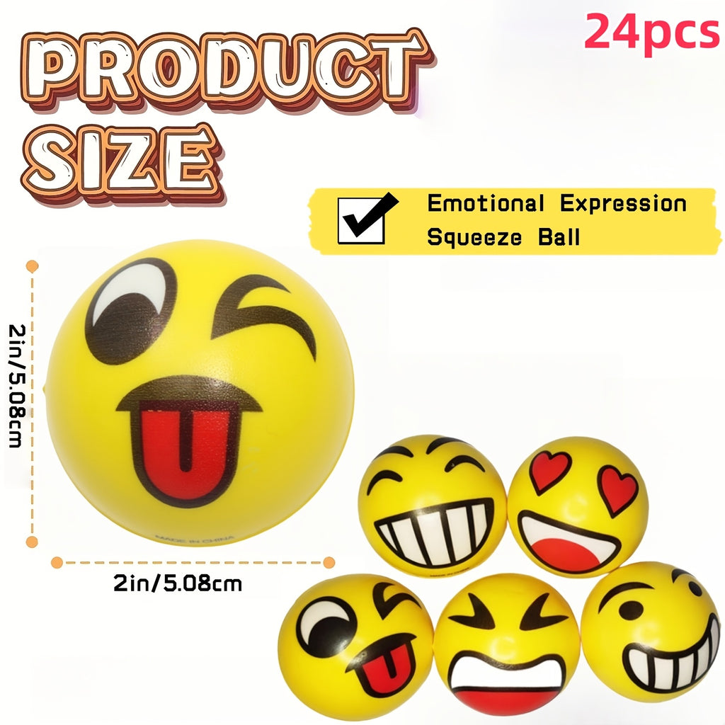 [Stress Relief Toys] 24pcs Mini Squeeze Balls With Random Facial Expression Designs Novelty Stress Relief Toys Fun And Wacky Hand Pressed Popping Toys Ideal For School Carnival Prizes Student Rewards Party Favors And Holiday Giveaways