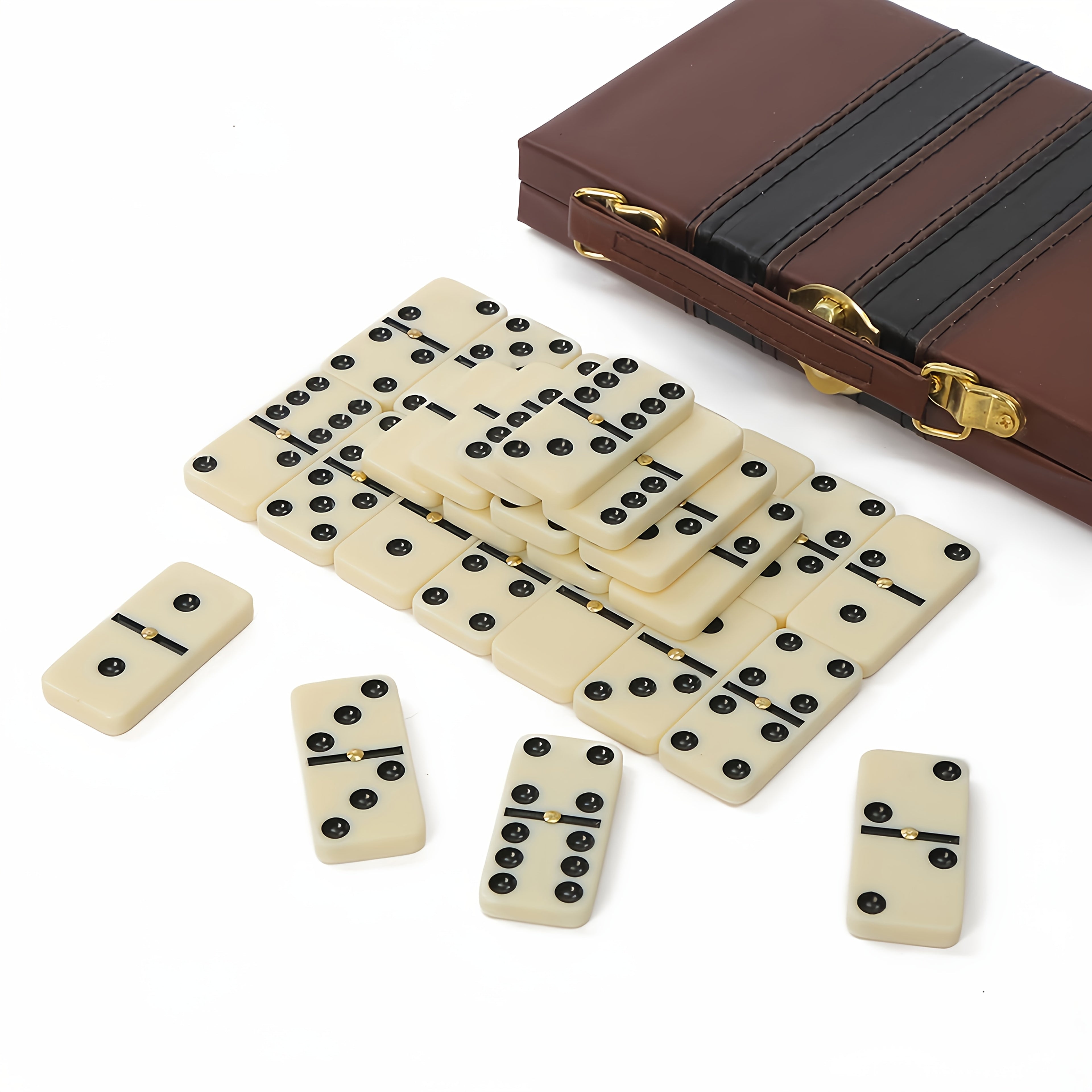 Extra Large Dominoes Set - 28 Classic White Dominoes, Storage Box, Portable Design, Perfect for Family Games, Party Games, and Team Building Activities. Board Game