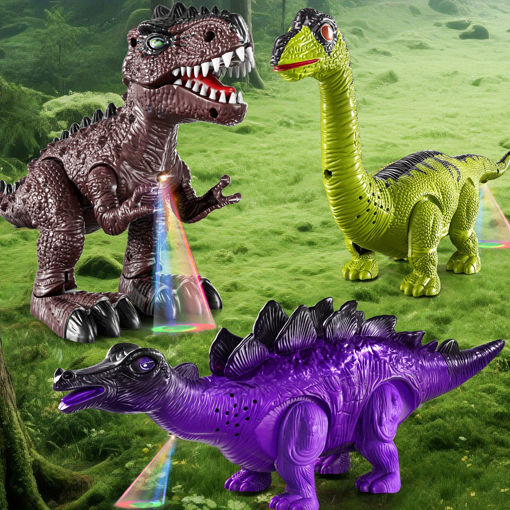 Set of 3 Electric Dinosaur Toys Featuring Sound, Light, And Walking Functions, Perfect Gift for Boys Aged 3 to 7, an Interactive Moving Dinosaur Toy Collection