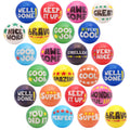 24 Pack Multicolor Motivational Squeeze Balls Suitable for Classroom, Office, Team Building - Soft Squertzy with Positive Affirmation Slogans, Prizes & Rewards (24pcs, 2.48inch)