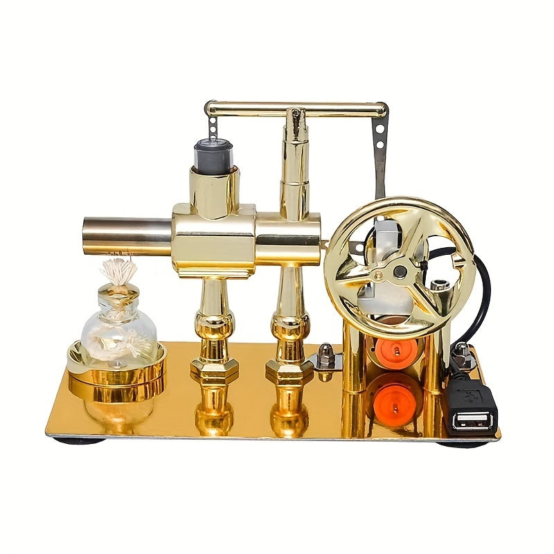 Stirling Engine Engine Generator Kit - Single Cylinder, Stainless Steel Construction Pneumatic Design Educational Physical Science Experiment Model for Learning And Invention Enthusiasts Holiday Gifts