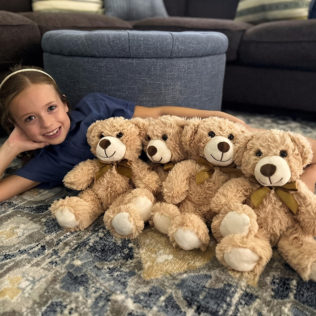 8 Bulk Teddy Bears, Small Khaki Plush Toys, Stuffed Animals in Bulk, Small Soft Bears, Plush Decorations for Weddings, Birthdays, Christmas, And Parties