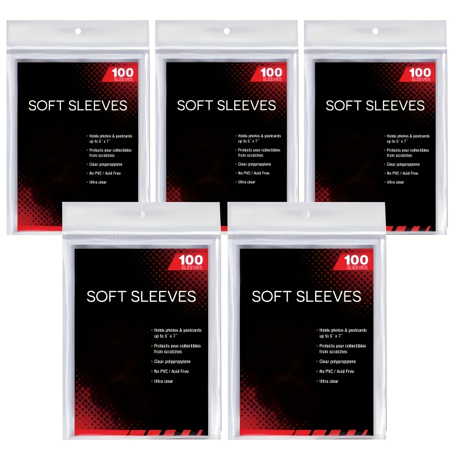 Soft Sleeves 5 Packs of 100 for Standard Sized Cards = 500