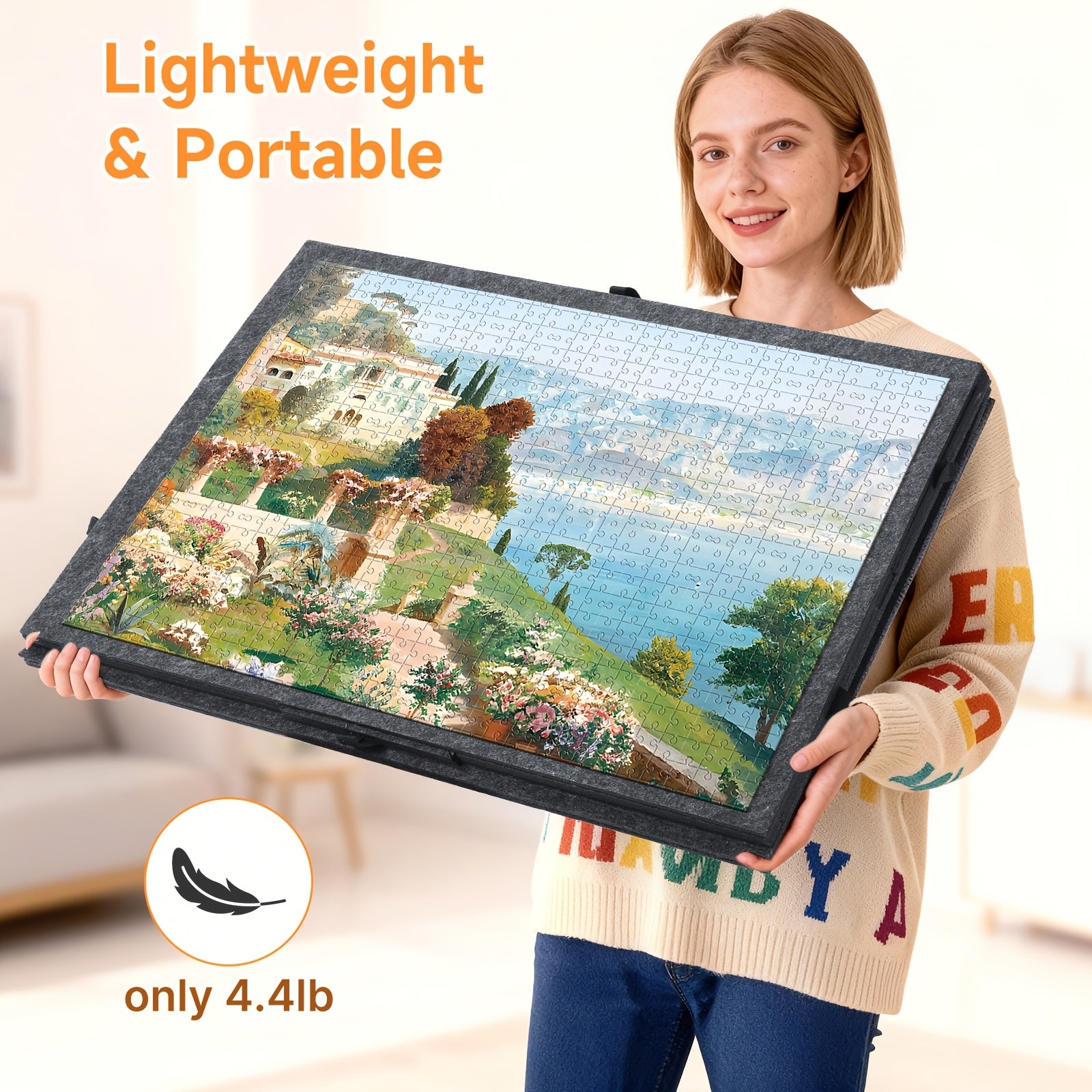 Foldable Puzzle Board Felt Mat, Suitable for Up to 1000pcs, Comes with 6 Drawers