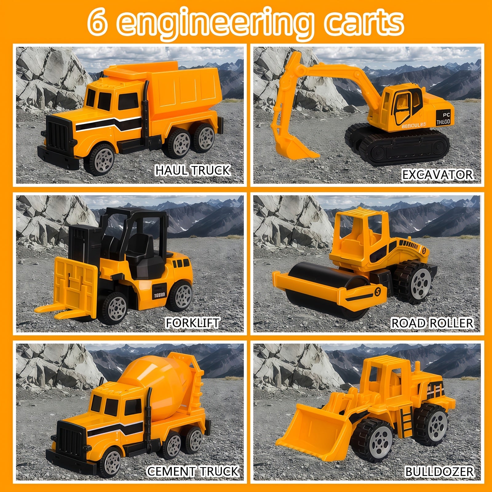 7-In-1 Diecast Construction Toys For Children Aged 3-9, Trucks For Boys, Excavator Toy, Kids' Play Cars & Race Cars, And And An Excellent Gift For Birthdays, Easter For Both Boys And Girls